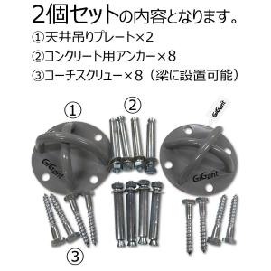 耐重量250kg 天井金具 フック 2個 壁 ...の詳細画像3