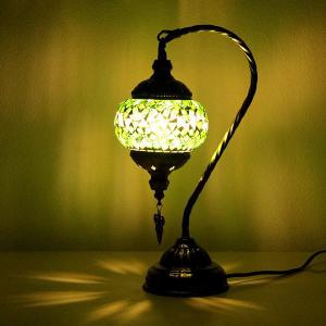 テーブルランプ おしゃれ ガラス ビーズ 照明 ランプスタンド アンティーク ベッドサイドランプ モザイクオリエンタルランプ グリーン｜gigiliving