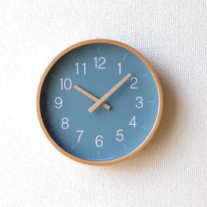 壁掛け時計 壁掛時計 掛け時計 掛時計 おしゃれ かわいい 木製 静音 シンプル ブルー スイープムーブメント キャンバスウォールクロック BL｜gigiliving