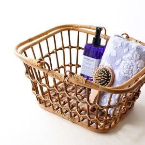 かご カゴ バスケット 収納 ラタン アラログ 持ち手付き ナチュラル