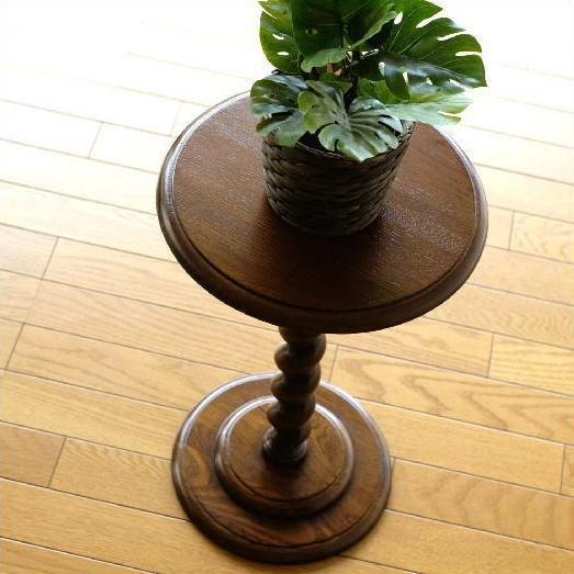 花台 木製 おしゃれ 室内 玄関 アンティーク フラワースタンド 花瓶台 丸型 高さ50cm ナラ材...