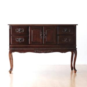 キャビネット アンティーク 家具 木製 脚付き 猫脚 完成品 おしゃれ チェスト 玄関 寝室 リビングボード アンティークなサイドボード 猫脚