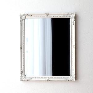 アンティーク ロココ調 ウォールミラー 壁掛け 鏡 ホワイト ゴールド