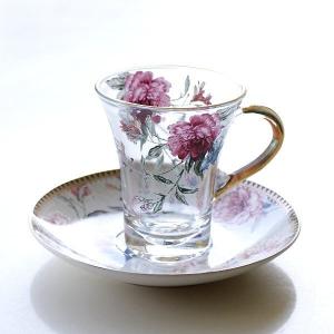カップ&ソーサー 陶器 ガラス おしゃれ アンティーク コーヒーカップ ソーサー セット ガラスカップのC&S フラワーピオニー｜gigiliving