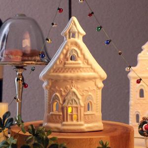 クリスマス Xmas キャンドルホルダー 照明 卓上 陶器 LEDキャンドル