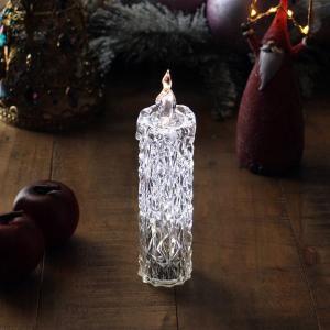 LEDライト クリスマス 置物 置き物 オブジェ 卓上 飾り 電池式 アクリルダイアモンドキャンドル｜gigiliving