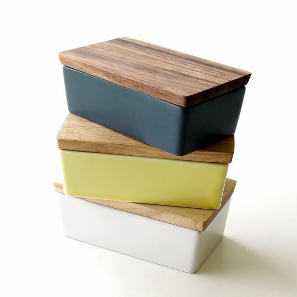 バターケース 陶器 200g おしゃれ 日本製 木製 アカシア 栗の木 バター入れ バター容器 保存...