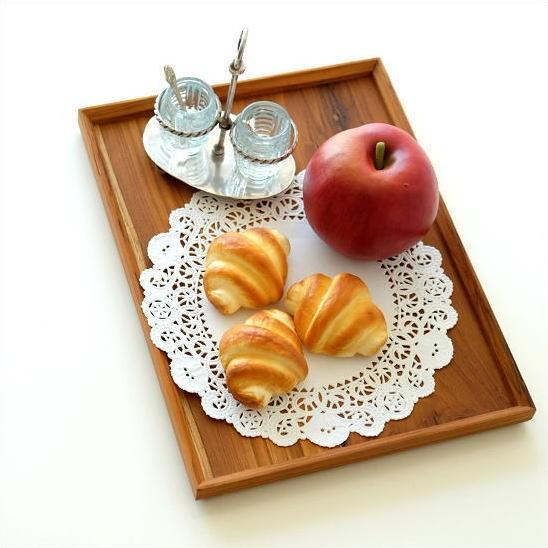 トレー トレイ 木製 お盆 チーク材 天然木 シンプル 木目 カフェ 北欧 ナチュラル 長角膳 四角...