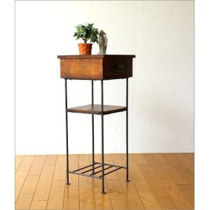 電話台 木製 アイアン スリム サイドテーブル...の詳細画像5