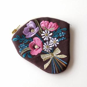 ポーチ 小物入れ 花 ブーケ おしゃれ 刺繍 綿 小さめ かわいい アクセサリー入れ メイクポーチ ミニ デザイン ブーケ刺繍ポーチ｜gigiliving