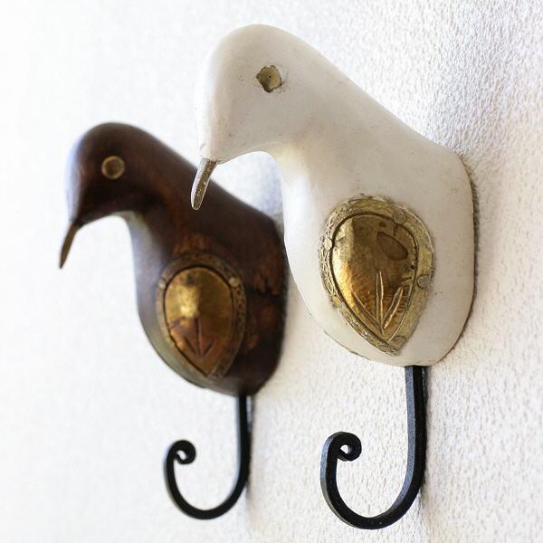 フック 壁 壁掛けフック ウォールフック キーフック 鍵掛け 鍵かけ 鳥 雑貨 アンティーク レトロ...