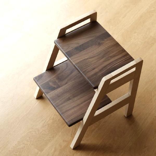 踏み台 スツール 木製 2段 ステップ 天然木 ウォールナット シンプル ローチェア 椅子 ナチュラ...