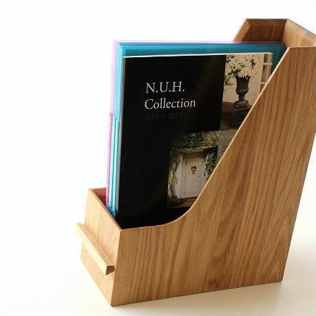 ファイルボックス A4 おしゃれ 木製 無垢材 タテ型 縦型 ファイル収納 卓上 机上 書類整理 ナ...