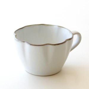 マグカップ コップ おしゃれ かわいい 陶器 シンプル 日本製 お花 白 無地 コーヒーカップ 焼き物 和食器 カフェ りん花ホワイトマグカップ
