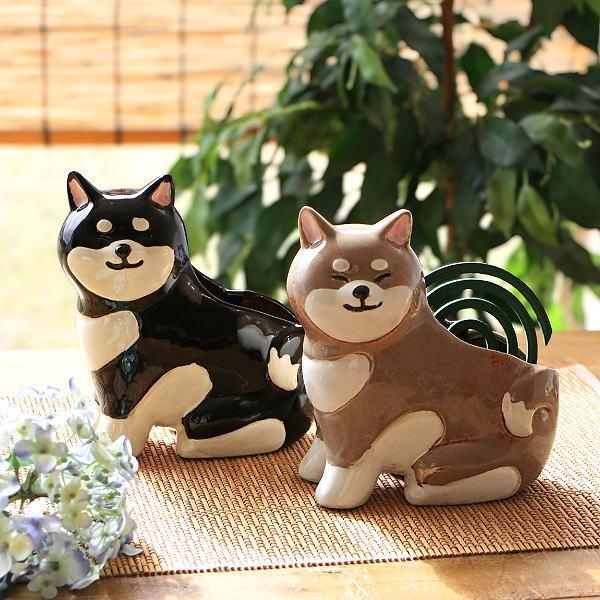 蚊取り線香入れ 陶器 柴犬 置物 おしゃれ かわいい 縦型 蚊取り線香ホルダー 蚊遣り 蚊やり 立て...