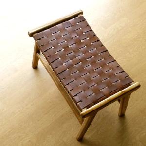 ベンチ スツール 木製 本革 レザー 革製 おし...の商品画像
