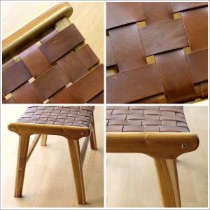 ベンチ スツール 木製 本革 レザー 革製 お...の詳細画像3