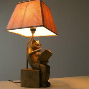 テーブルランプ スタンド照明 卓上ライト ベッドサイドランプ シェードランプ おしゃれ レトロ アンティーク かわいい 猫 ねこ 雑貨 ネコランプスタンド A