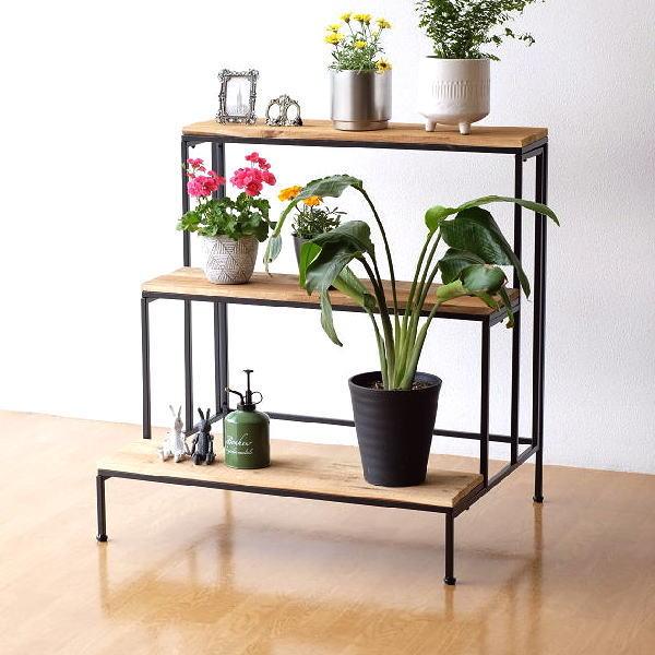 フラワースタンド 3段 木製 アイアン おしゃれ 花台 室内 屋外 植木鉢 盆栽 観葉植物 置き台 ...