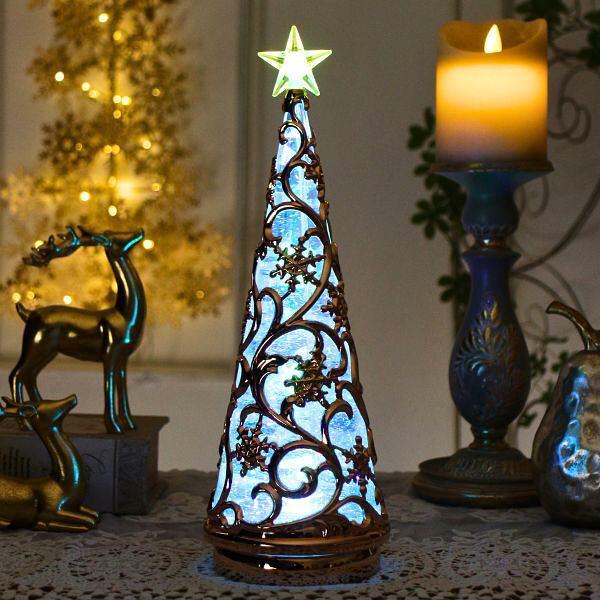 クリスマスツリー LED オブジェ 置物 おしゃれ Xmas LEDライト イルミネーション Chr...