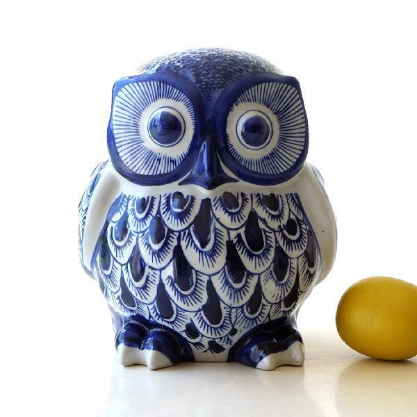 貯金箱 陶器 ふくろう フクロウ 和風 かわいい インテリア 玄関 梟 置物 置き物 大きめ 雑貨 ...