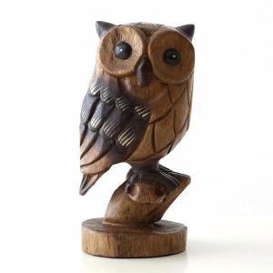 木彫り ふくろう 置物 槐 （えんじゅ）の木製 北海道 阿寒湖 民芸品