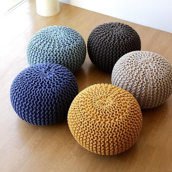 プフ クッション スツール おしゃれ ビーズクッション 椅子 ニットプフ かわいい 丸 一人掛け 一...