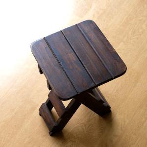 スツール 木製 おしゃれ 折りたたみ 玄関 椅子 チェア チーク材 無垢 天然木 シンプル チーク折り畳み コンパクトスツール｜gigiliving