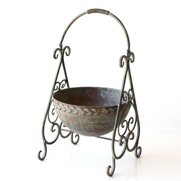花台 アイアン フラワースタンド おしゃれ 鉢スタンド 鉢置き台 ハンドル付き レトロ かわいい ハ...
