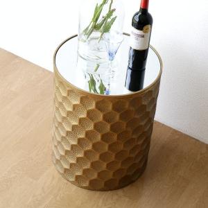 サイドテーブル 花台 アンティーク レトロ 木製 正方形 四角 高さ50cm