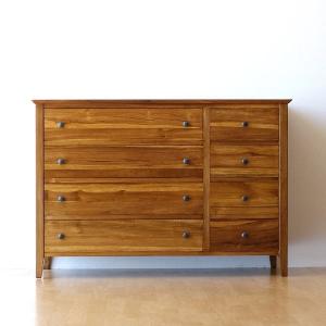 チェスト 木製 おしゃれ 収納チェスト タンス 北欧 ナチュラル 無垢材 天然木 引き出し 幅120 完成品 チークワイドチェスト120ハイタイプ