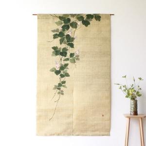 のれん おしゃれ 麻 和風 手染め麻のれん くずの花