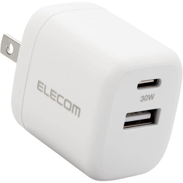 エレコム USB-C 充電器 USB PD対応 30W 2ポート タイプC USB A 軽量 折りた...