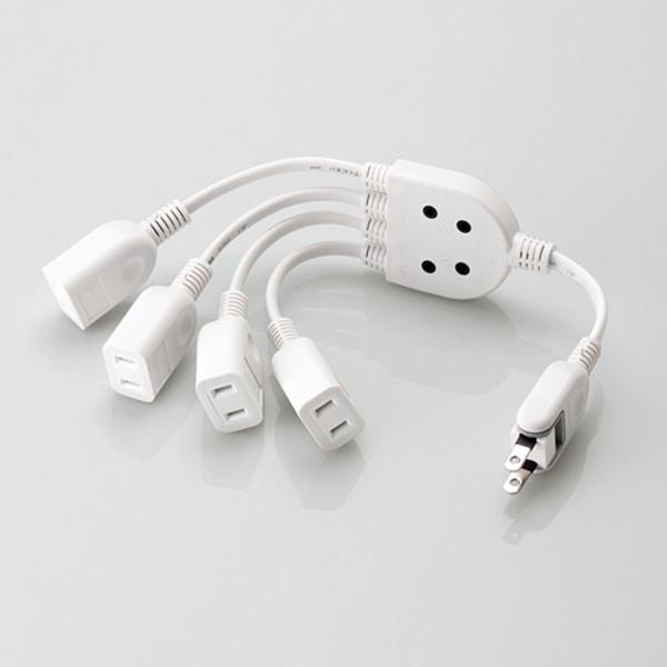 エレコム 電源タップ 0.2m ACアダプタ用電源延長コード 4個口 スイングプラグ ホワイト T-...