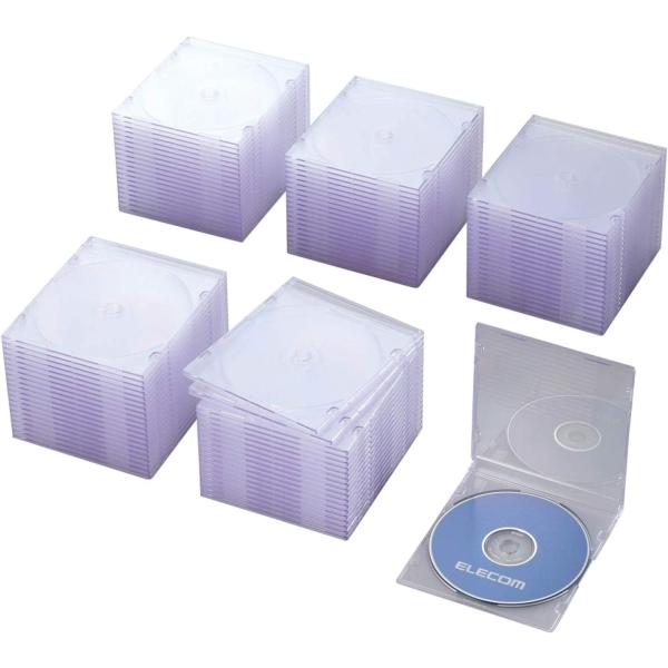 エレコム(ELECOM) DVD CDケース プラケース スリム 1枚収納 100枚パック クリア ...