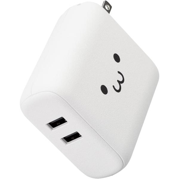 エレコム モバイルバッテリー コンセント一体型 5000mAh 12W出力 2ポート USB-A×2...