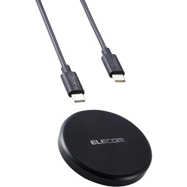 エレコム ワイヤレス充電器 12W Qi規格対応 卓上 Type-Cケーブル付属 1m ブラック W...