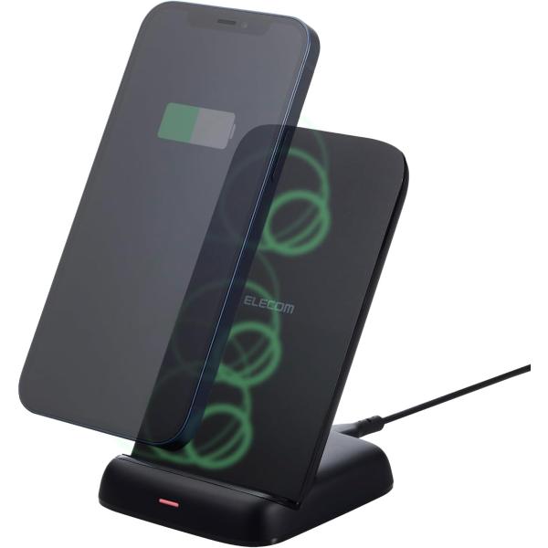 エレコム ワイヤレス充電器 Qi規格対応 最大出力12W スタンドタイプ EPP規格対応 3枚コイル...