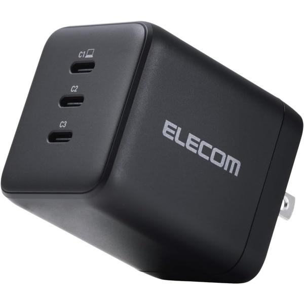 エレコム 充電器 100W 3ポート USB-C×3 USB PD対応 スイング式プラグ採用 ブラッ...