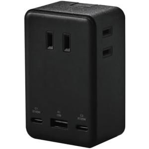 エレコム USBタップ USB-C×2 USB-A×1 AC×3 67W 雷サージ ホコリ防止シャッ...