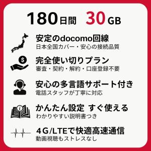 プリペイドsim ドコモ 30GB 180日間...の詳細画像3