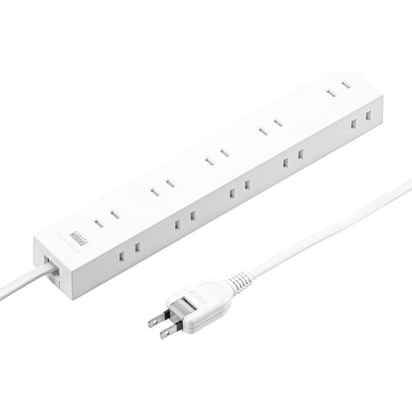 電源タップ サンワサプライ  10個口 2P 2m たくさん挿せるレイアウト 強力ネオジムマグネット...
