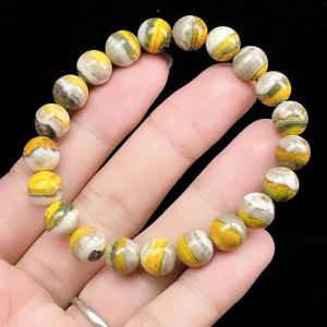 PROME 天然石【一点物】高品質・バンブルビージャスパー・明るいイエロー・個性派・元気の石・ブレスレット v57211
