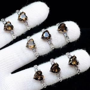 PROME 天然石 特別仕様品・限定品・再入荷不可・スモーキークォーツ・白銅指輪・フリーサイズ・P10157