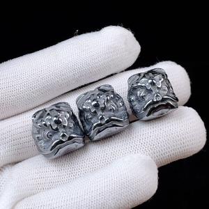 シルバーオブシディアン　龍亀　蛇乗せ PROME 天然石 シルバーオブシディアン 龍亀 貫通孔 NO.P1492 : 天然石