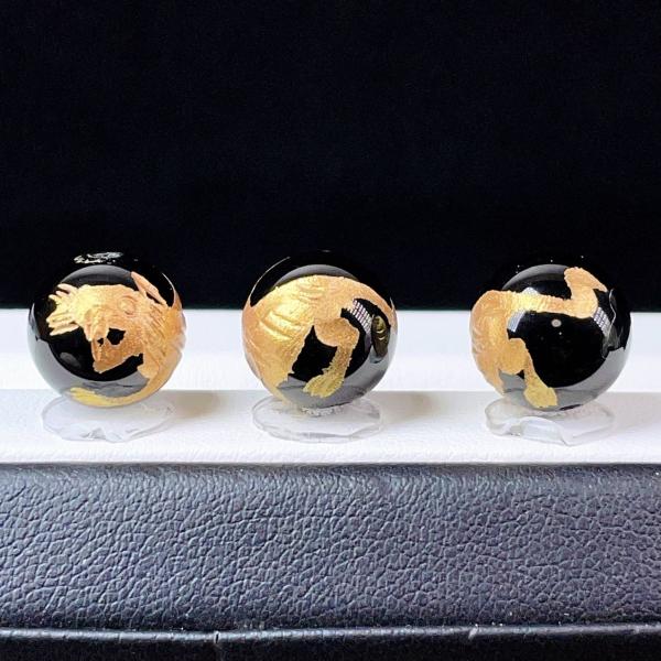 PROME・高品質・天然石・大人気・風水四神・オニキス・白虎・12mm・貫通孔・彫刻品・パーツ 【西...