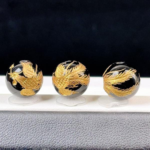 PROME・高品質・天然石・大人気・風水四神・オニキス・朱雀・12mm・貫通孔・彫刻品・パーツ 【南...