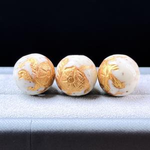 ブレスレット 北投石 ツヤなし Φ12.3mm リビアングラスΦ14mm ブラック