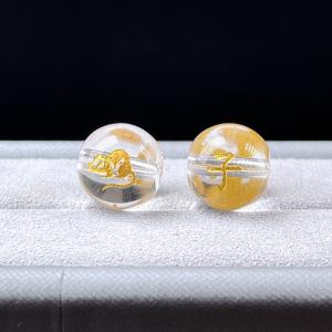 PROME・天然石・大人気・十二支・電圧合成水晶・子・鼠・10mm・貫通孔・彫刻品・パーツ NO.P4334