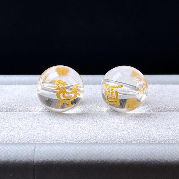 PROME・天然石・大人気・十二支・電圧合成水晶・酉・鶏・10mm・貫通孔・彫刻品・パーツ NO.P...